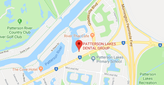 Map showing Patterson Lakes Dental Group at Harbour Plaza, 21 Thompson Road, Patterson Lakes VIC 3197